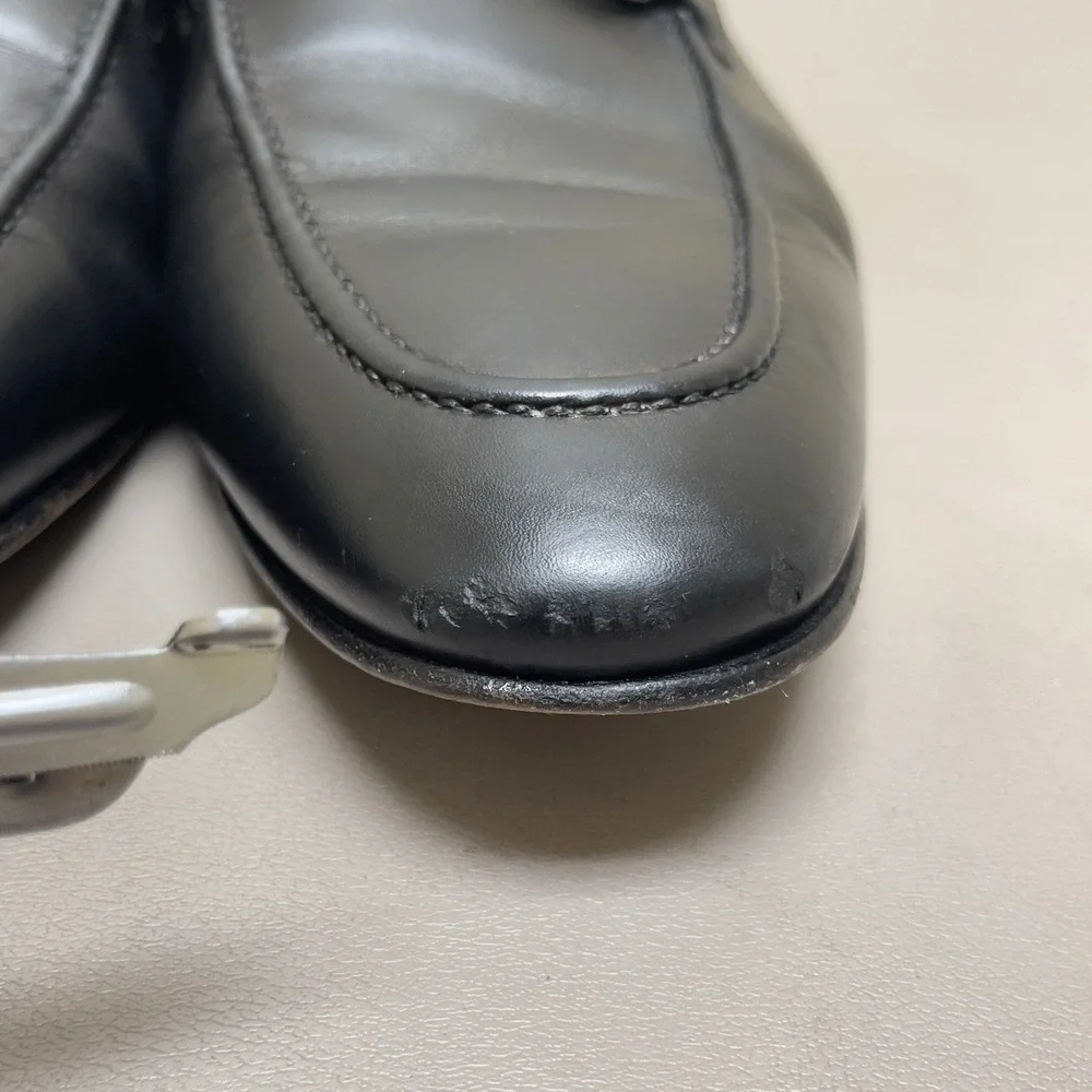 Tresmode Neslip Shoes Men 44 / 10.5 Black Horsebit Leather Slip On Loafers Italy